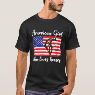 Camiseta Chica americana que ama los caballos jinete 4