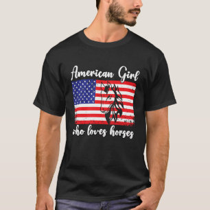 Camiseta Chica americana que ama los caballos jinete 5