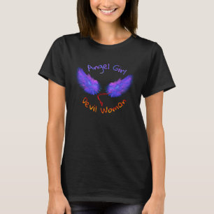 Camiseta Chica Ángel Mujer Diablo alas ígneas azules fuerte
