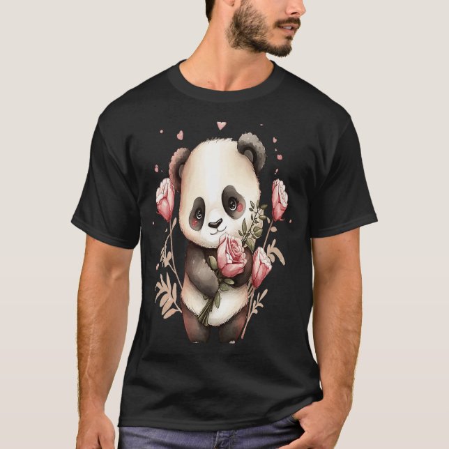 Camiseta Chica animal lindo panda valentina día mujeres pan (Anverso)