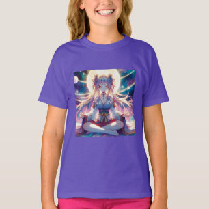 Camiseta Chica animalista meditando espiritualmente