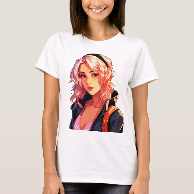 Camiseta Chica animante: Hermoso arte manga (Anverso)