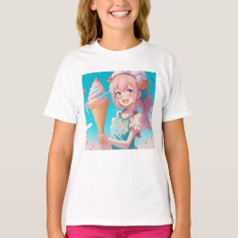 Camiseta Chica anime caprichoso con helado