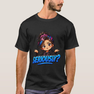 Camiseta Chica Anime Chibi Confundida "¿EN SERIO?" Encogién