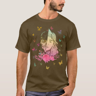 Camiseta Chica anime colorido con mariposas (2)
