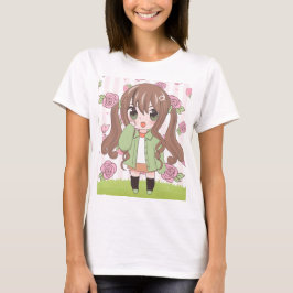 Camiseta chica anime con flores