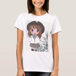 Camiseta chica anime con flores