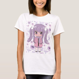 Camiseta chica anime con flores