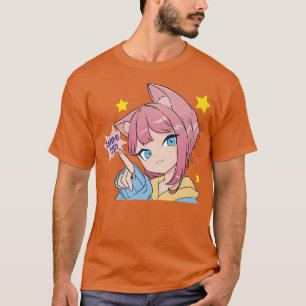 Camiseta Chica anime Cute Kawaii Anime Gato Oros Manga Otak