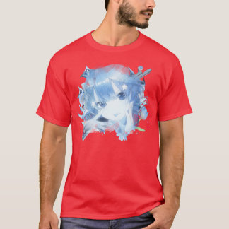 Camiseta chica anime de pelo azul claro familia