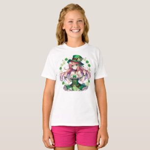 Camiseta Chica anime de trébol del día de San Patricio