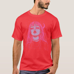 Camiseta Chica Anime Demonio Grunge Gótico Waifu Horror Alt