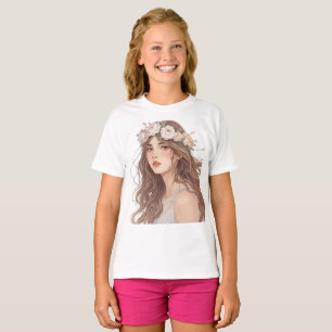 Camiseta Chica Anime Floral Hermosa – Estética Suave en Pas