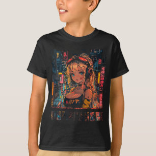 Camiseta Chica Anime Japón Gráfica Impresa en la Parte Post