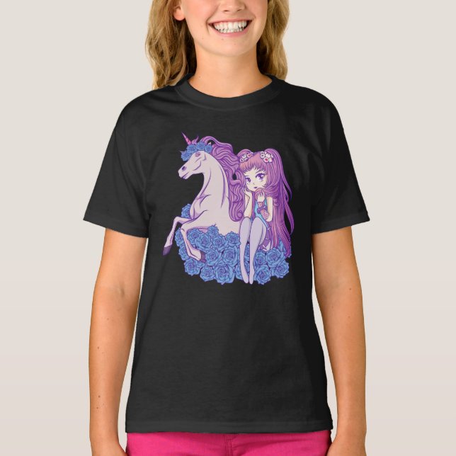 Camiseta Chica Anime Kawaii Unicorn Pastel (Anverso)