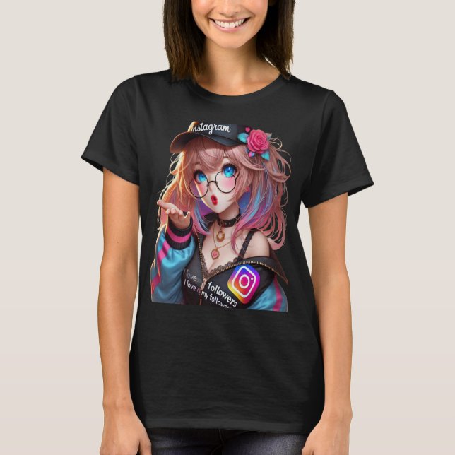 CAMISETA CHICA ANIME MILLY Q AGRADECIENDO A SUS SEGUIDORES (Anverso)