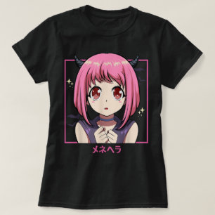 Camiseta Chica Anime Rosa Estética Diabólica