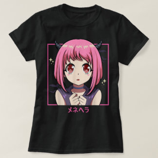 Camiseta Chica Anime Rosa Estética Diabólica