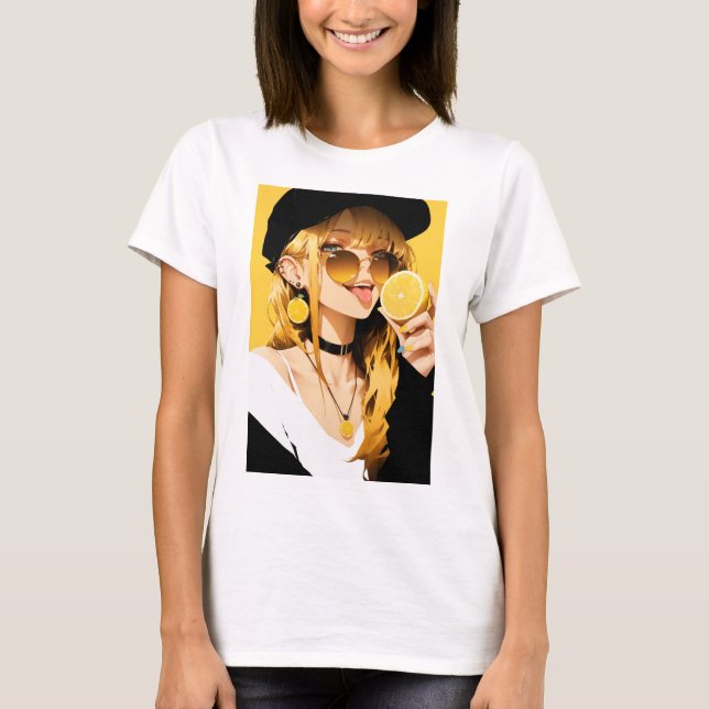 Camiseta Chica Anime Sassy con Limón (Anverso)