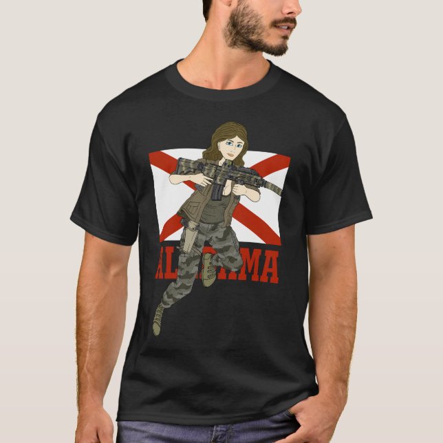 Camiseta Chica Ar15. Mercenario. Bandera de Alabama. (Anverso)