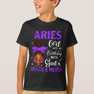 Camiseta Chica Aries Cumpleaños Mujeres Negras Afro Cristia