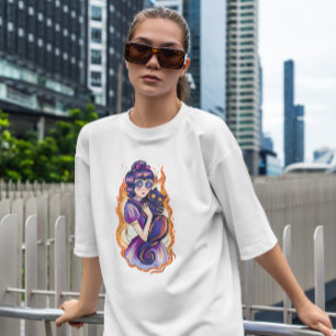 Camiseta Chica Asombroso Y Gato En Fuego