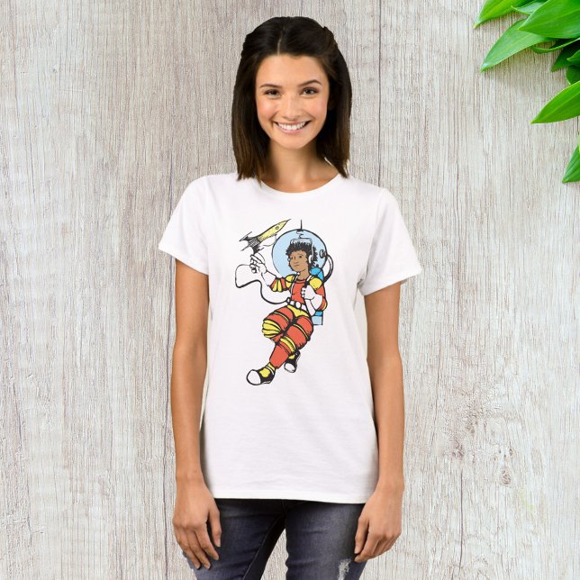 Camiseta Chica Astronauta con Lanzacohetes (Subido por el creador)