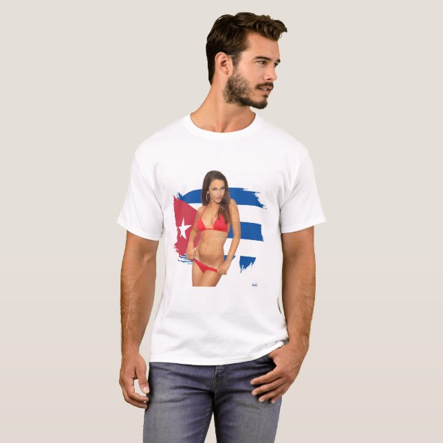 Camiseta Chica atractivo del bikini del perno-para arriba (Anverso completo)