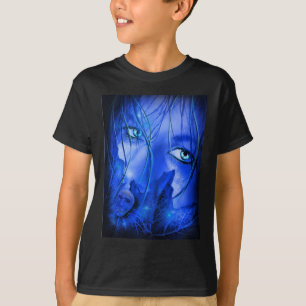 Camiseta Chica AZUL DE MIEDO OCULTO CON SKULL