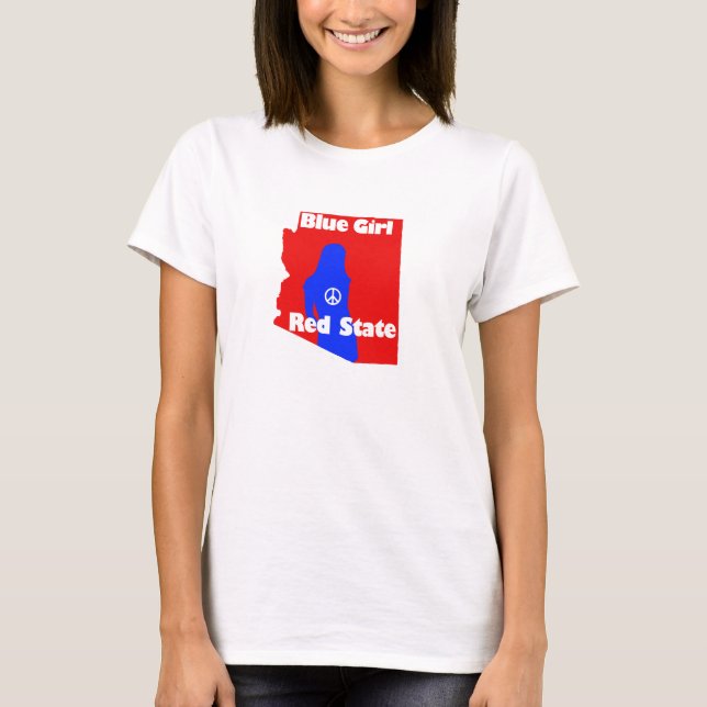 Camiseta Chica azul en un estado rojo - Arizona (Anverso)