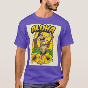 Camiseta Chica bailarina hawaiana de época