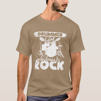 Camiseta Chica Baterista Que Ama La Música Rock familia