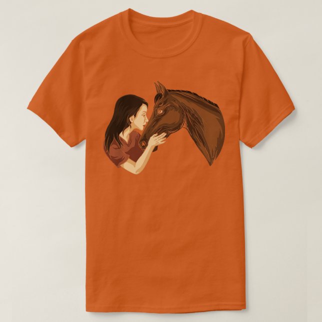 Camiseta Chica besando a un caballo montando a caballo (Diseño del anverso)