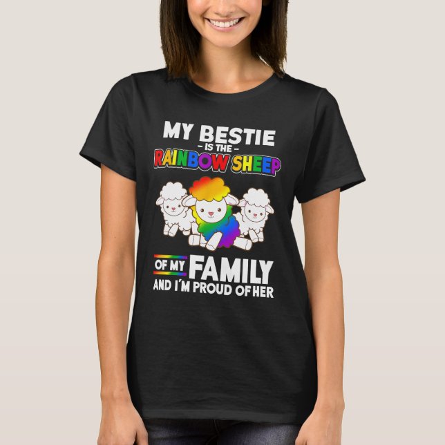 Camiseta Chica Bestie Rainbow Sheep Family Orgullo Gay M (Anverso)