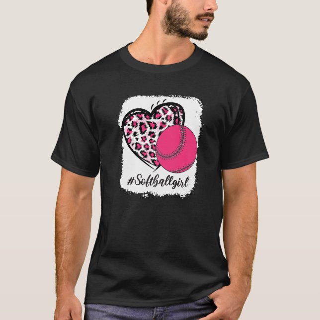 Camiseta Chica blanqueado de Softball Leopard Rosa Me Impri (Anverso)