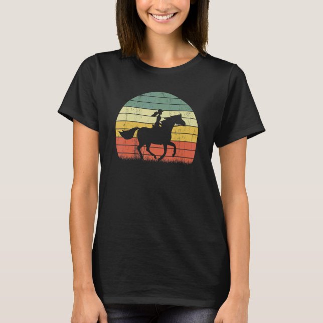 Camiseta Chica Caballo montando Rancho de Vintage (Anverso)