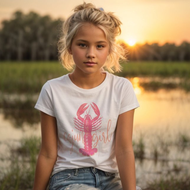 Camiseta Chica cajún langosta rosa y morada en el sur de Lu (Subido por el creador)