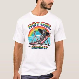 Camiseta Chica caliente Skeleton Retro Beach Design