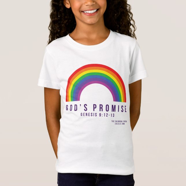 Camiseta Chica Camisas Blancas Arcoiris Promesa de Dios con (Anverso)