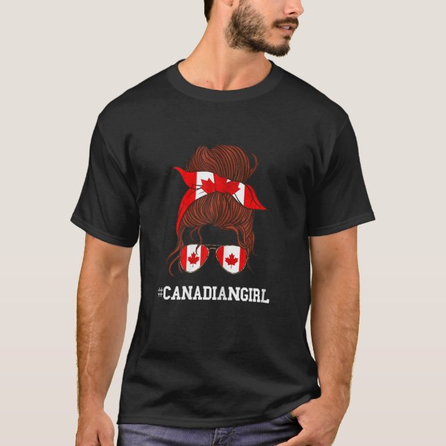 Camiseta Chica canadiense Sunglass Bandera canadiense Raíz  (Anverso)
