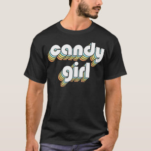 Camiseta Chica Candy Retro Tipografía Arcoiris Estilo Faded