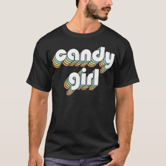 Camiseta Chica Candy Retro Tipografía Arcoiris Estilo Faded