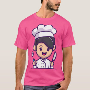 Camiseta Chica Chef Con Personalizado De Cuchilla Y Espatul