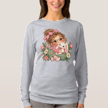 Chica Chibi Adorable Estilo Bordado Floral Otoño A