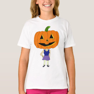 Camiseta chica chibi de cabeza de calabaza  