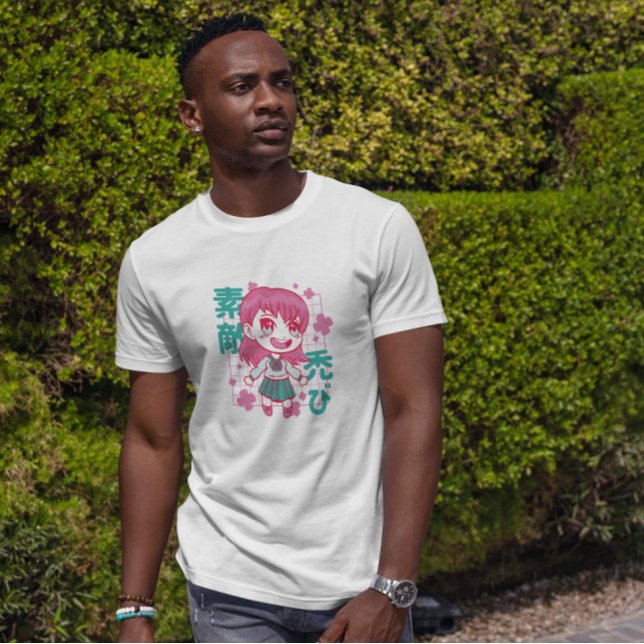 Camiseta Chica Chibi Floral Anime (Subido por el creador)