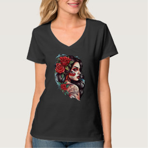 Camiseta Chica Chicana México Flores Muerte Bonita