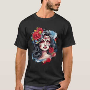 Camiseta Chica Chicano México Flores Bonito de muerte