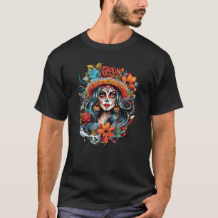 Camiseta Chica Chicano México Flores Bonito de muerte 4