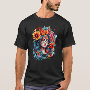 Camiseta Chica Chicano México Flores Bonito de muerte 8